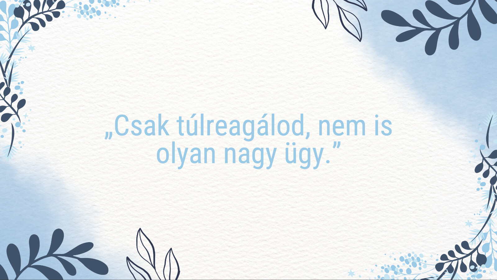 szöveg: „Csak túlreagálod, nem is olyan nagy ügy.”