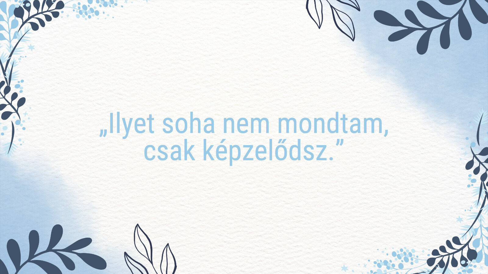 szöveg: „Ilyet soha nem mondtam, csak képzelődsz.”